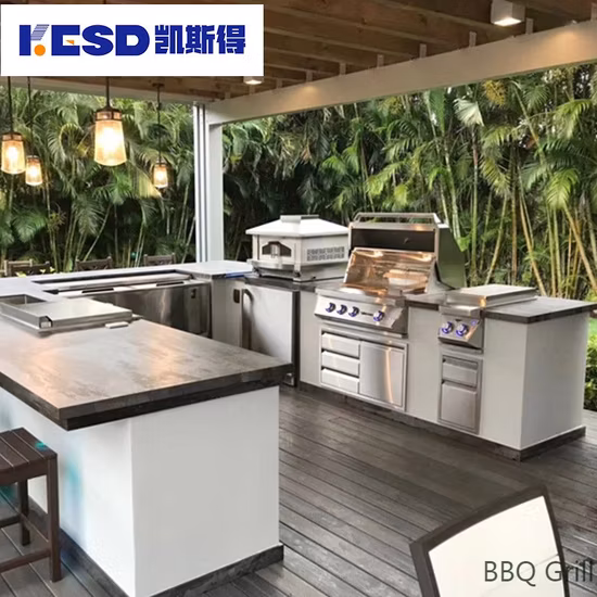Luxuriöse Outdoor-Einbau-Grillkücheninsel mit Edelstahl 304